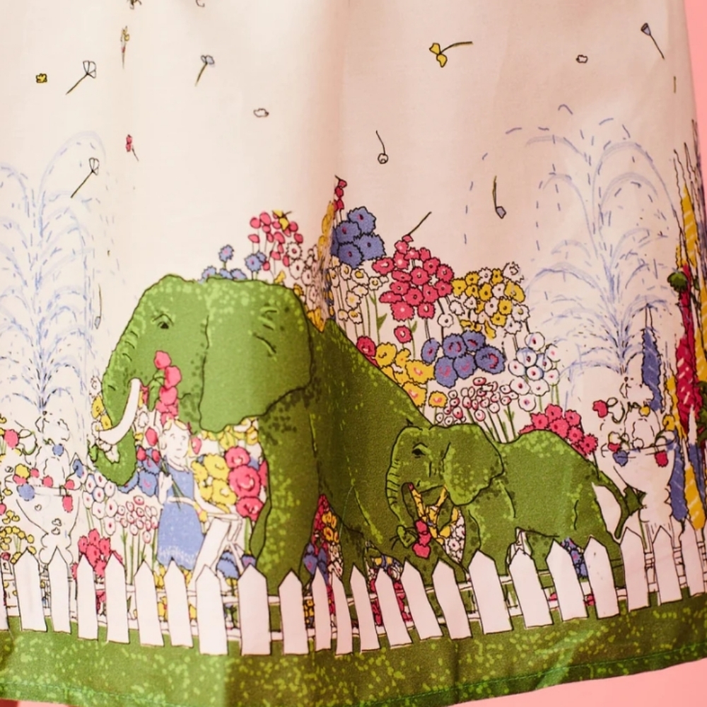 ModCloth Cream Garden Print Midi Dress with Green Border - Picture 4 of 9